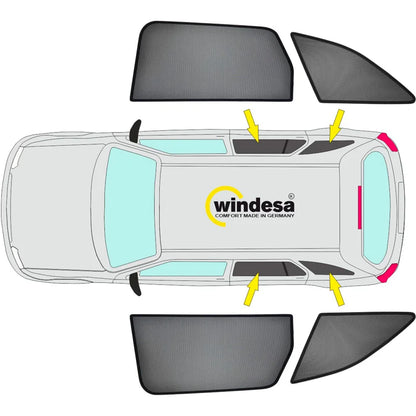 SunClip Zicht- & Zonwering passend voor Mercedes V-Klasse W447 (Lange wielbasis) Facelift 2024- zonder uitzetbare ruiten