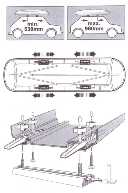 Kamei T-stukken 20mm - M8 schroefdraad - aanvullende set voor dakkoffers