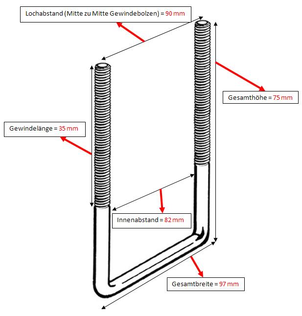 Kamei U-beugel set (4stuks) 90x90mm