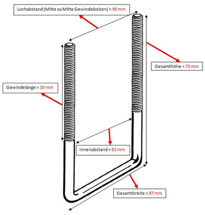 Kamei U-beugel set (4stuks) 90x90mm